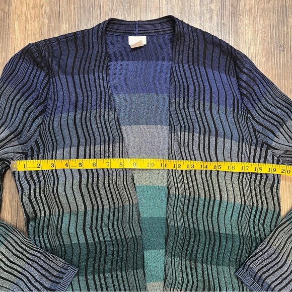 CHICOβS Colorful Striped Classic Fit Open Front Long Sleeve Cardigan Size L - Picture 13 of 14